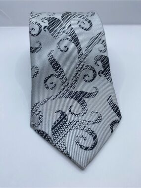 The Big Knot Men's Silver-Gray Patterned Tie